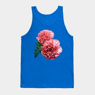 Carnations - Two Pink Carnations and Fern Tank Top